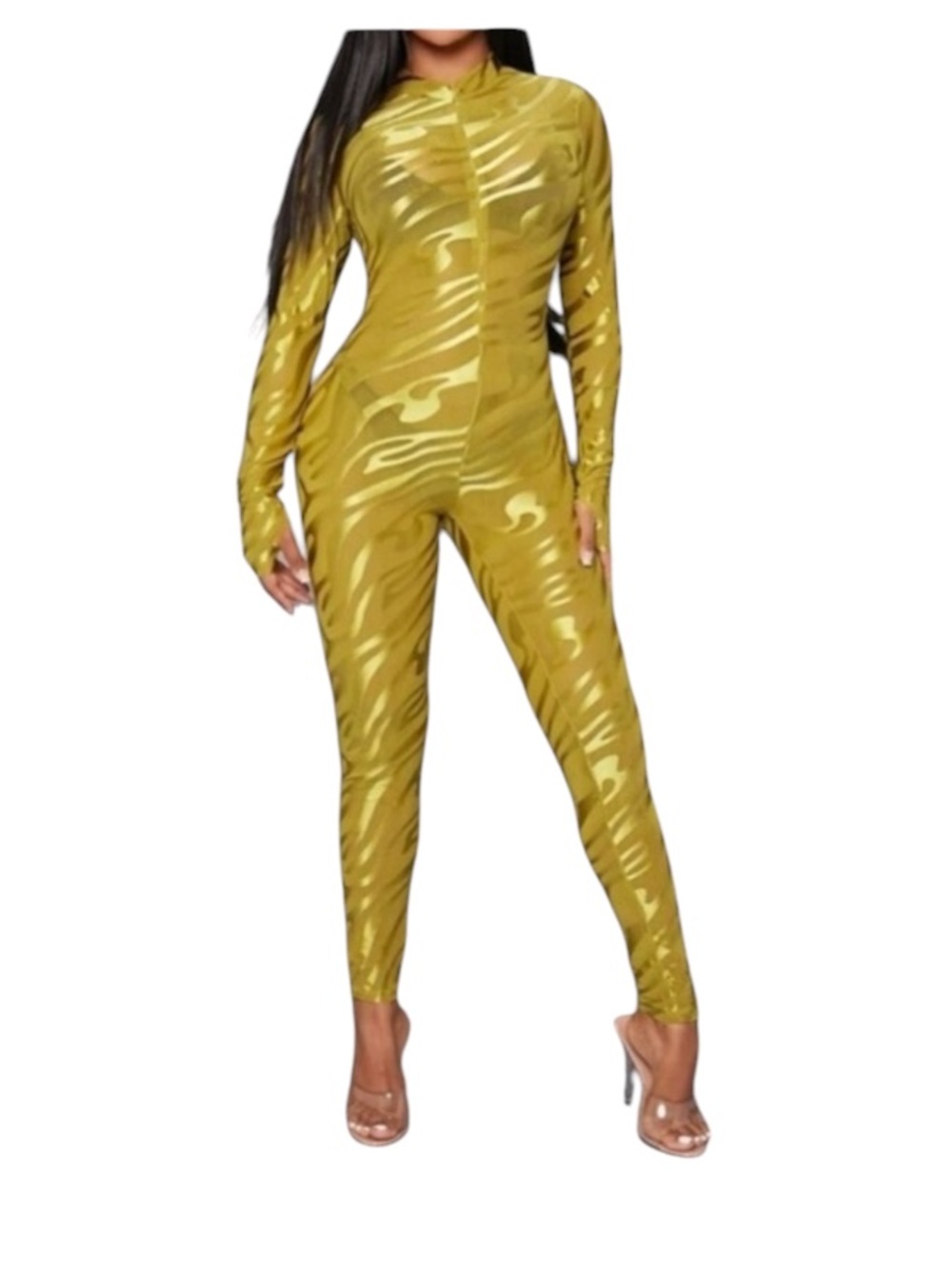 SHEIN SXY Mock Neck Mesh Unitard Jumpsuit size S NWT